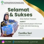 SELAMAT DAN SUKSESKepada Cantika SariJuara 1Duta Keterbukaan Informasi Publik UIN SGD Bandung T
