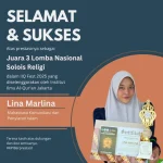 SELAMAT DAN SUKSESKepada Lina MarlinaJuara 3 Lomba Nasional Solois Religi dalam IIQ Fest 2025,